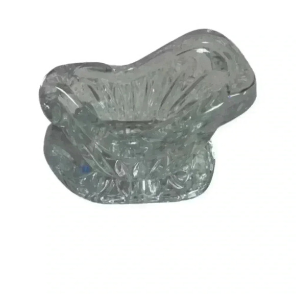 Lead Crystal Glass Santa Sleigh Christmas Candy Dish Clear - Picture 1 of 5